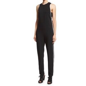 rag & bone Black Sleeveless Jumpsuit with White Side Stripes